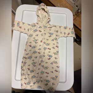 Cream Hooded Baby Sleep Sack with Toy Print